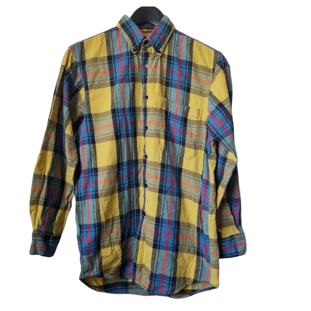 Vintage Sears men's plaid flannel button down top